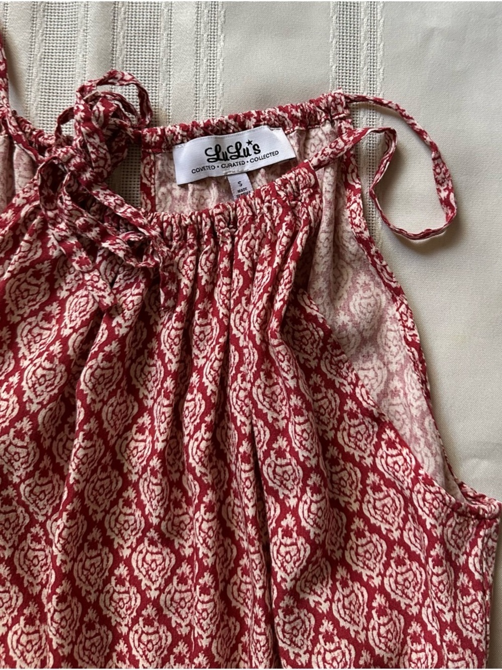 Lulus Red Geo-Print Halter Mini Dress - Picture 11 of 12